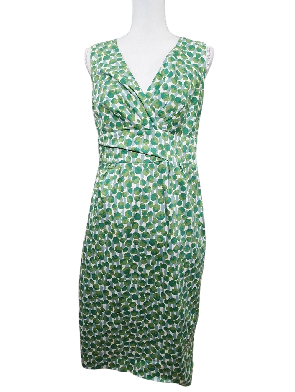 Boden Green Dot Print Sleeveless Sheath Dress 10L